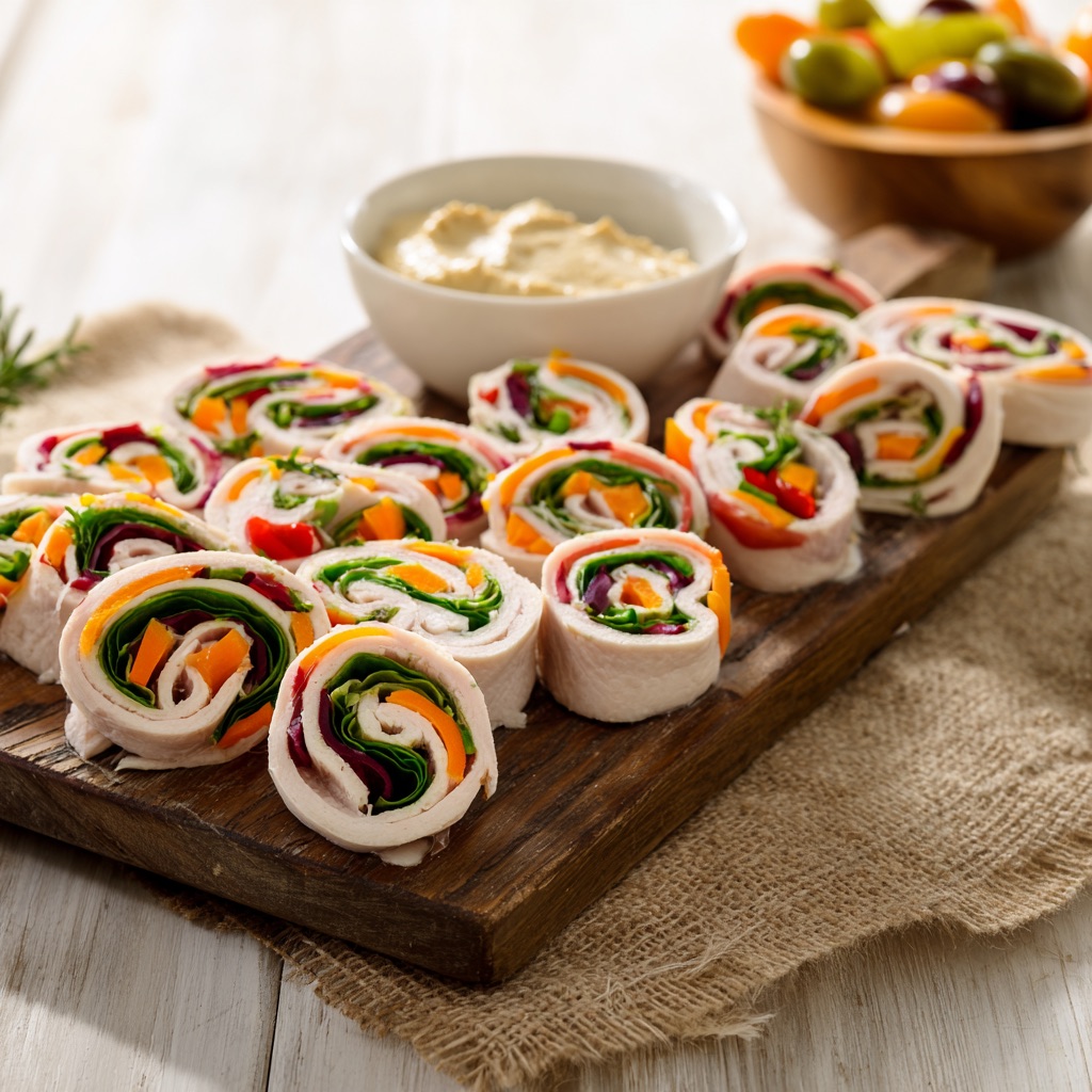 Turkey Roll-ups with Cucumber or Bell Pepper Sticks